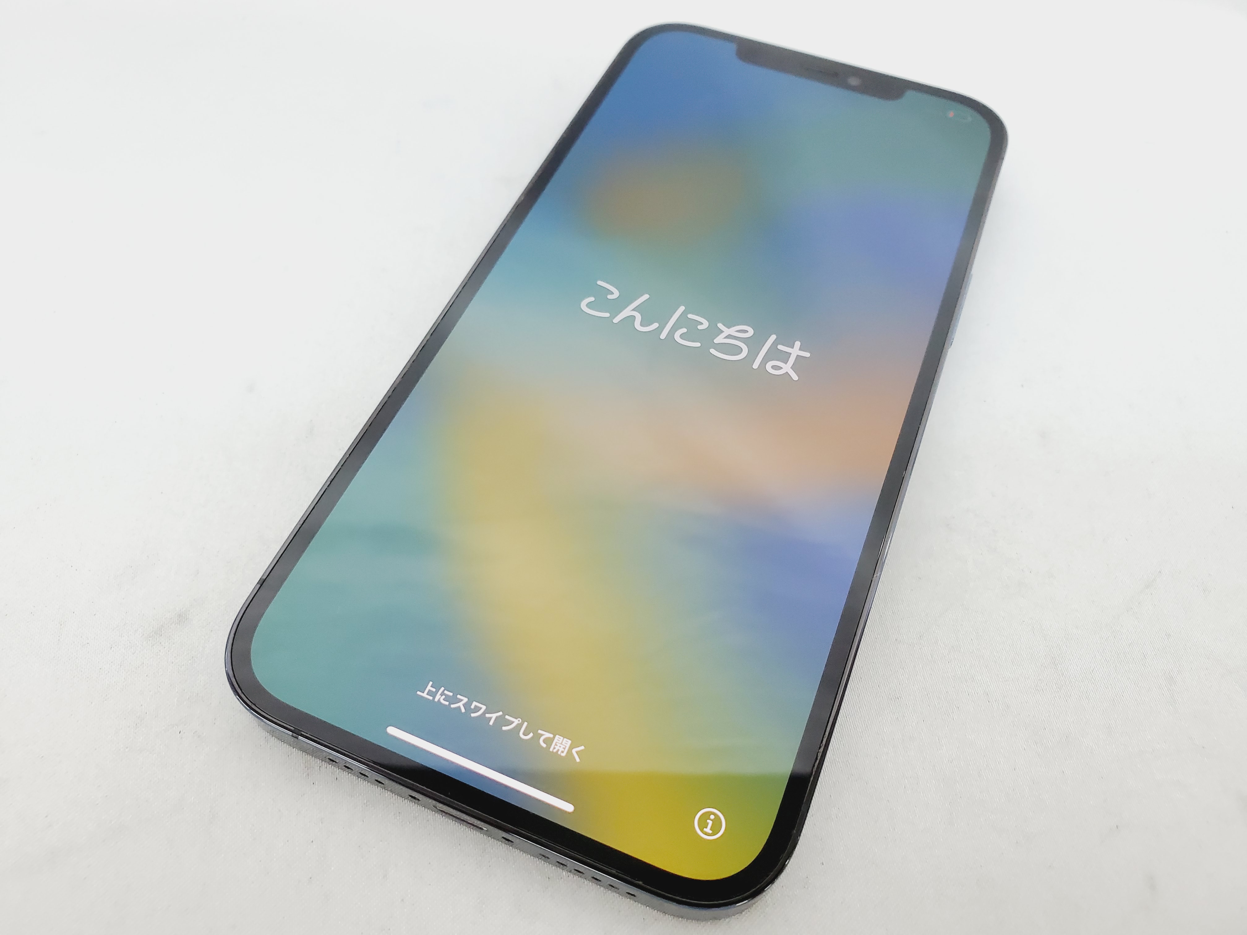【中古美品】SoftBank スマートフォン Apple iPhone 12Pro Max 128GB MGCX3J/A パシフィックブルー 利用制限○ ※SIMロック解除済 824108712